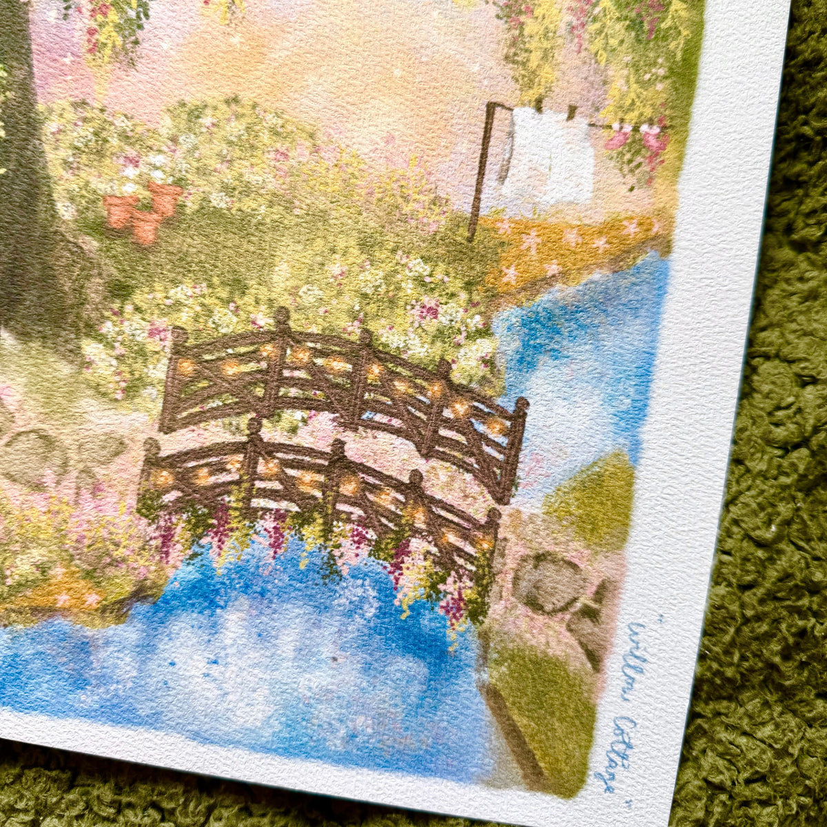 Willow Cottage - Whimsical Floral Art Print