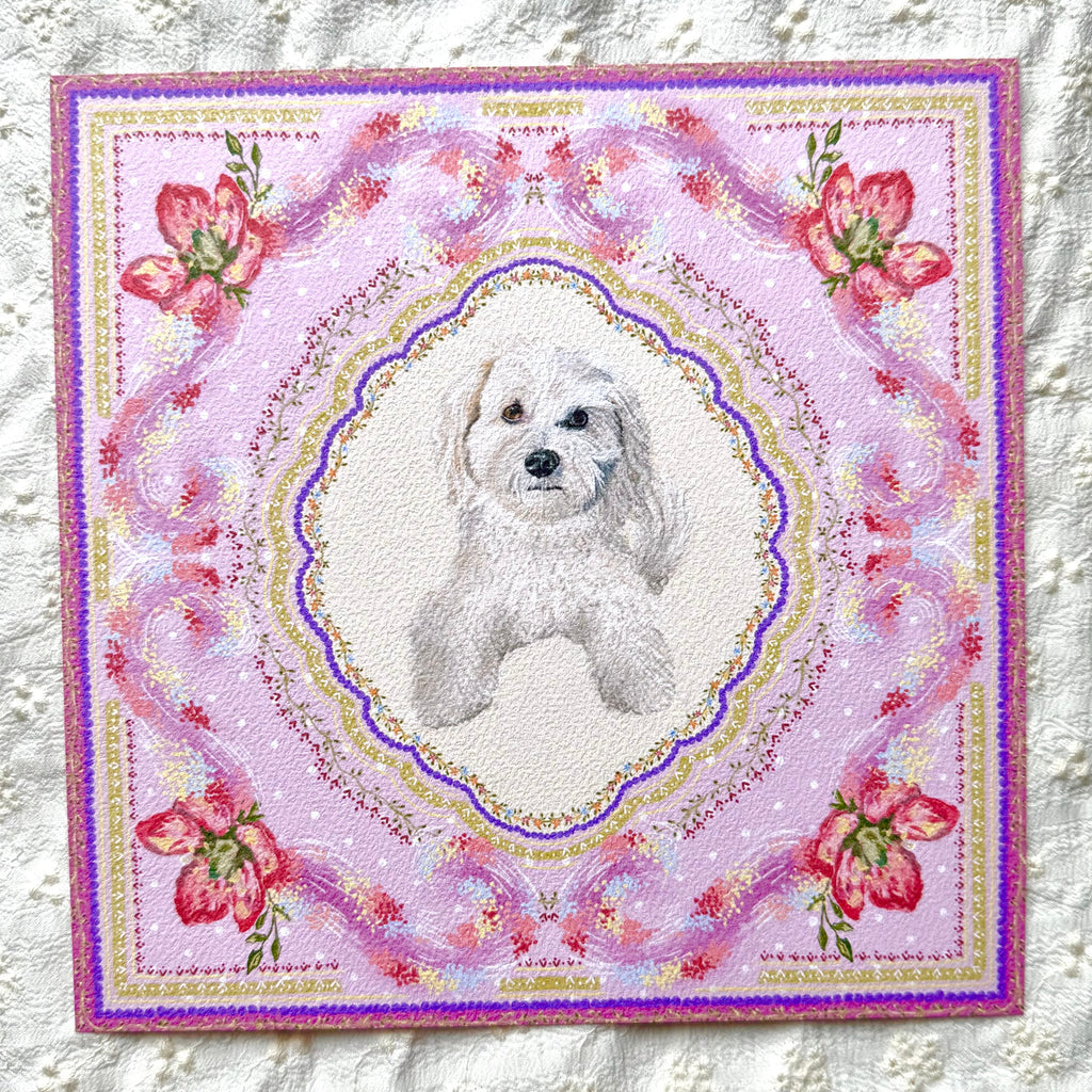 "Wisteria Petal Reverie" Cream Maltipoo (Maltese x Poodle Mix) Art Print