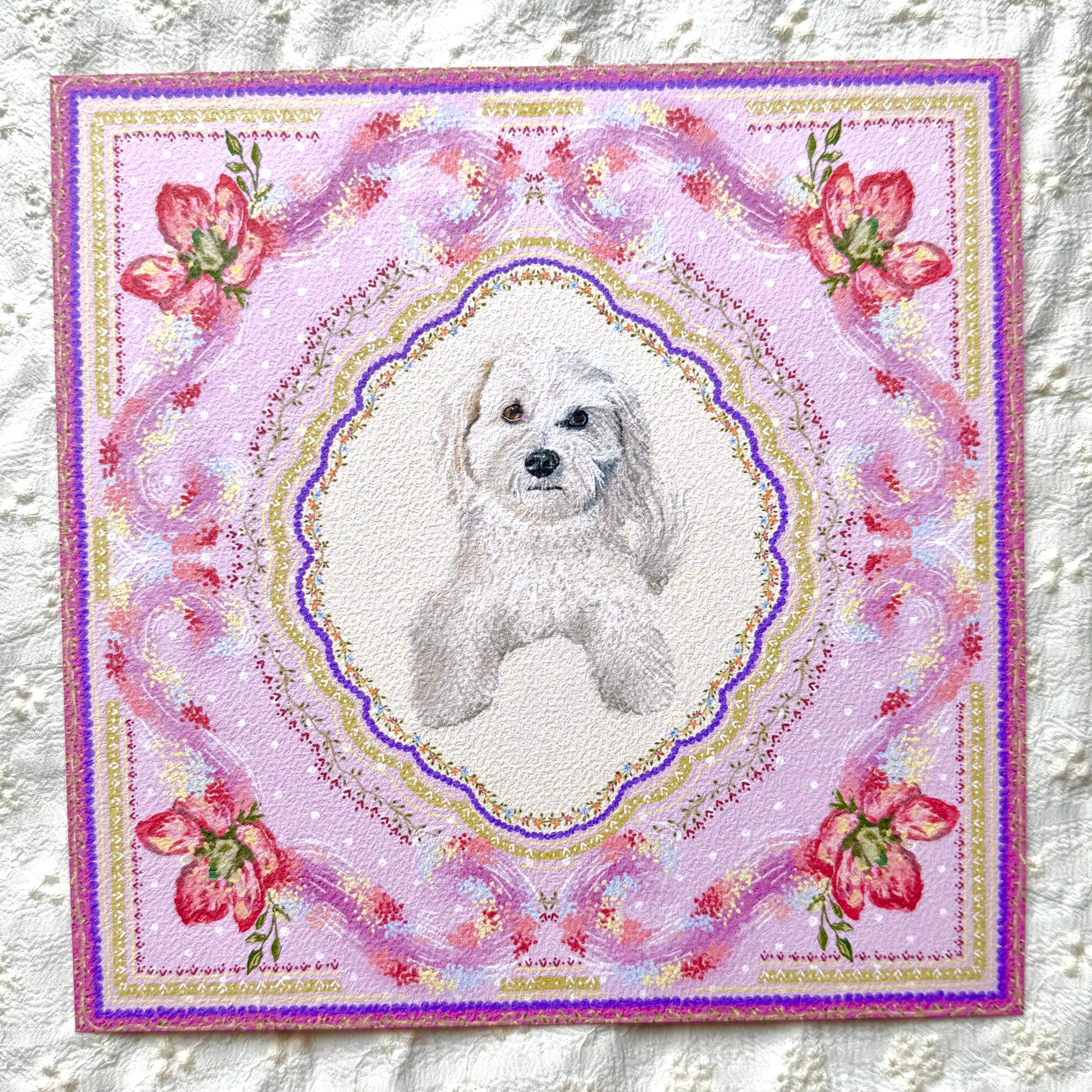 "Wisteria Petal Reverie" Cream Maltipoo (Maltese x Poodle Mix) Art Print