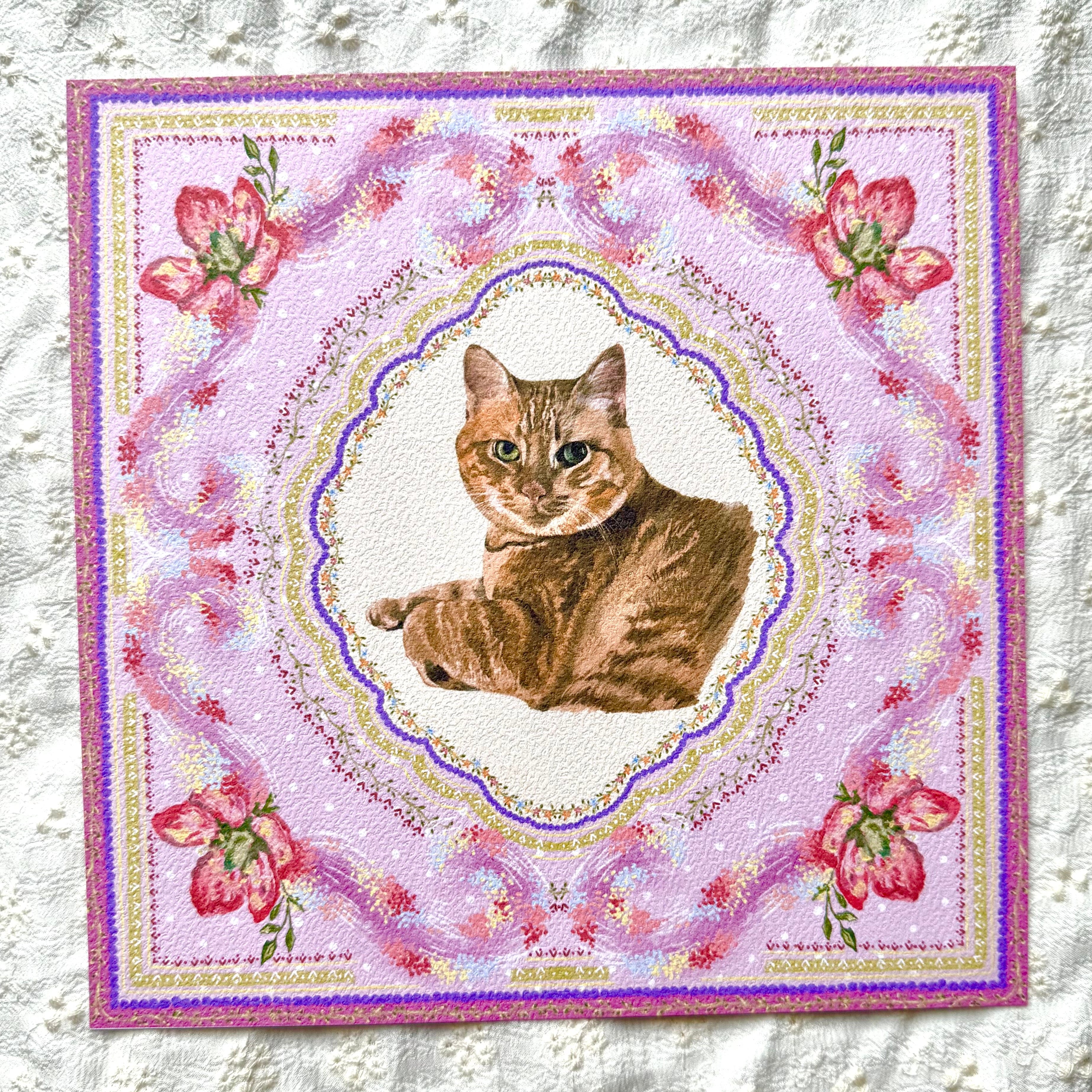 "Wisteria Petal Reverie" Ginger Tabby Domestic Shorthair Cat Art Print