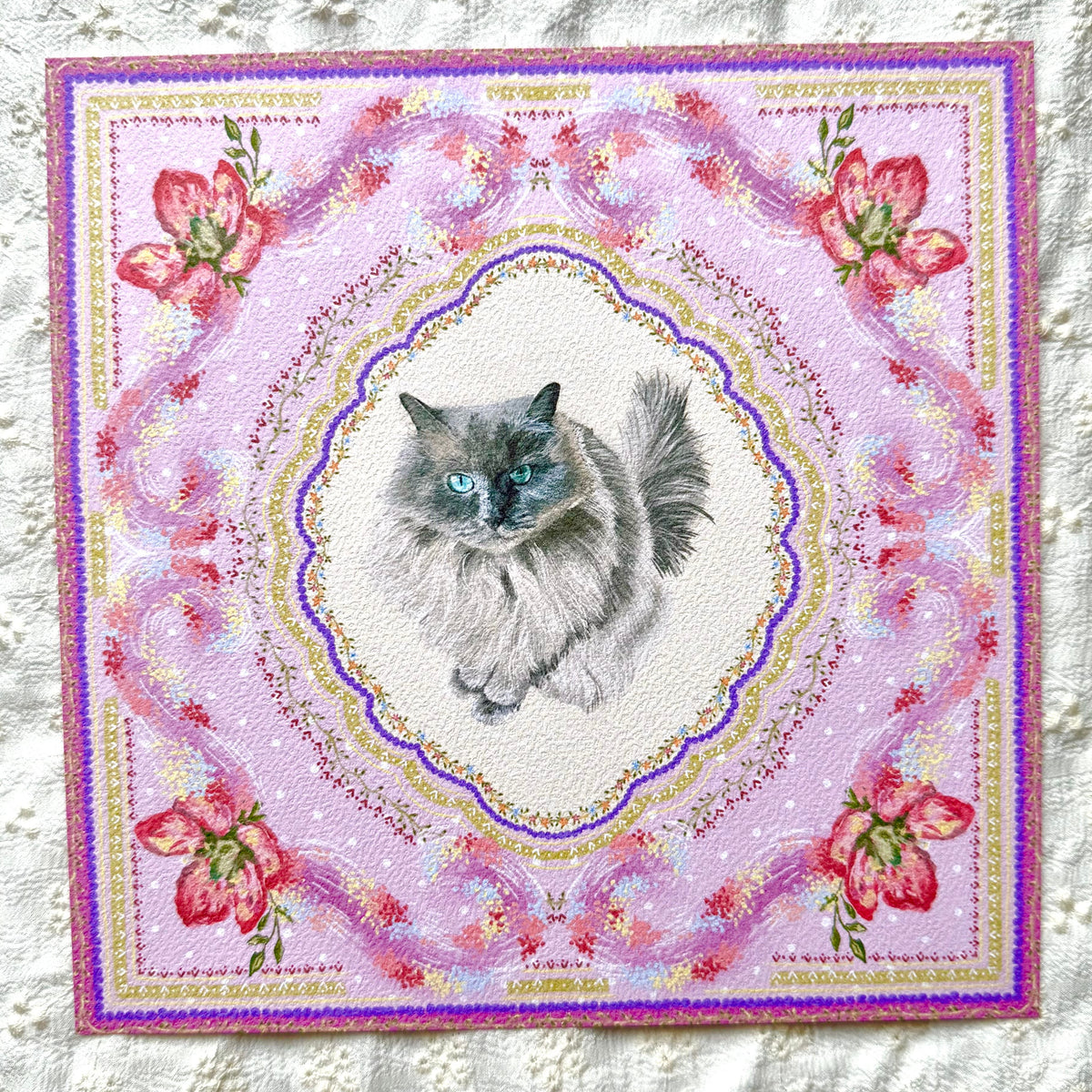 "Wisteria Petal Reverie" Blue Point Ragdoll Cat Art Print