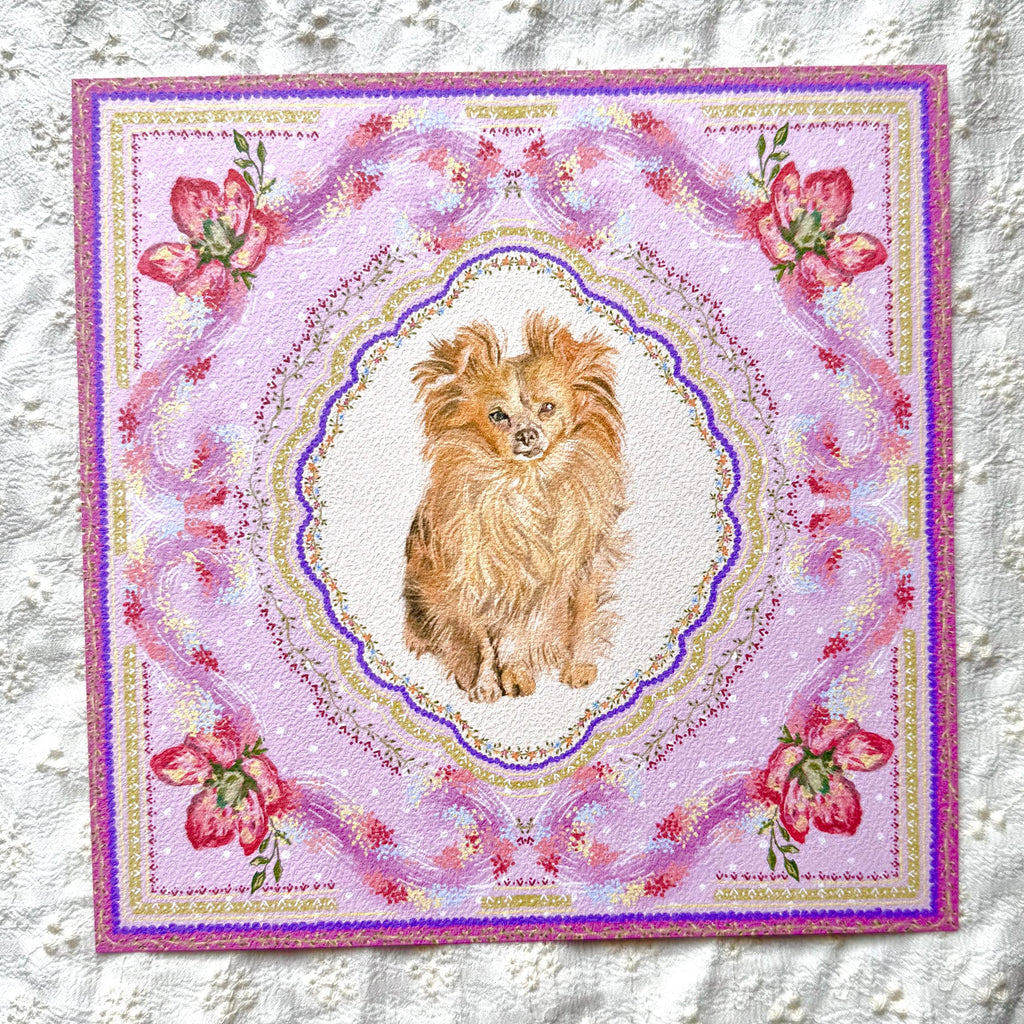 "Wisteria Petal Reverie" Cream Long-Haired Chihuahua Art Print