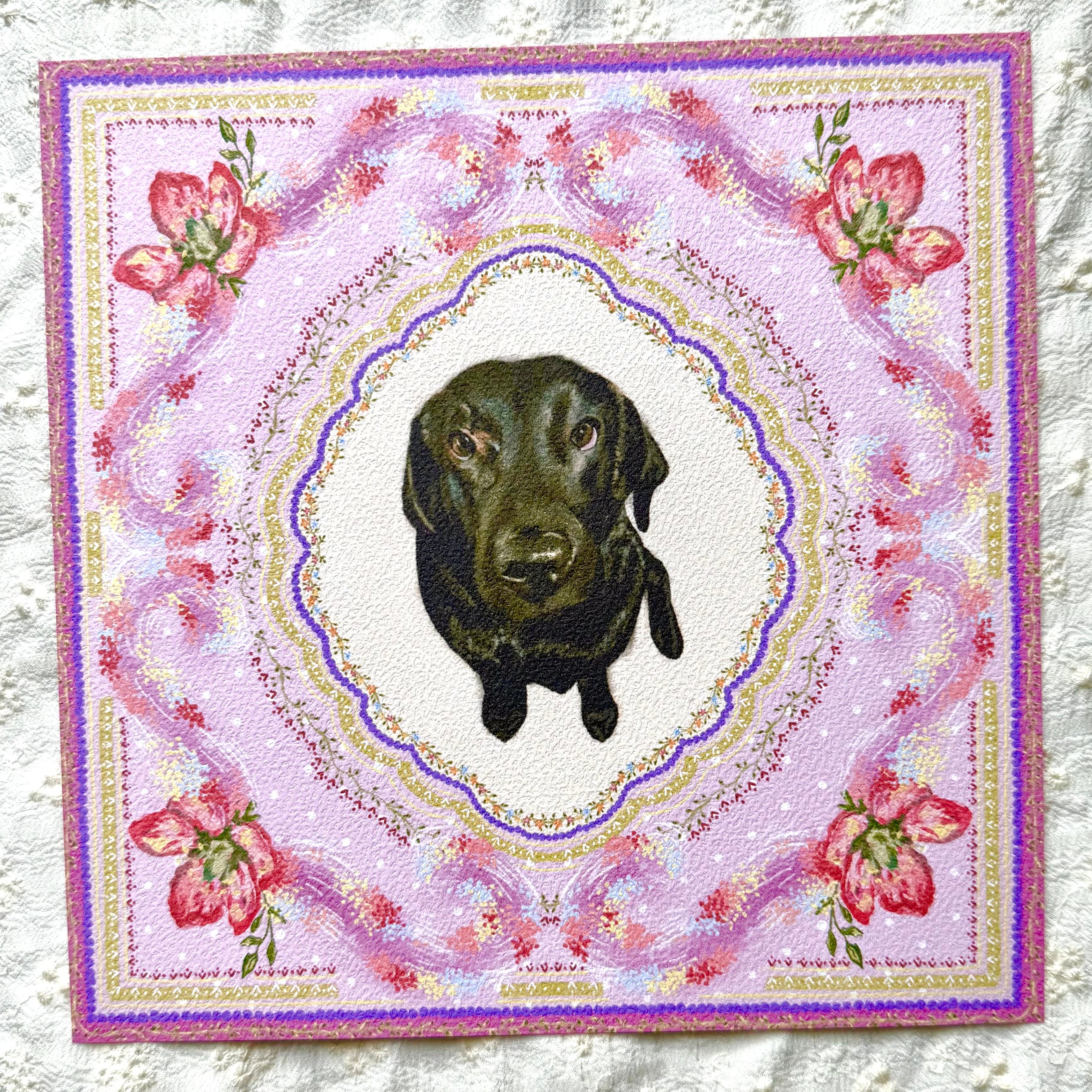 "Wisteria Petal Reverie" Black Labrador Retriever Art Print