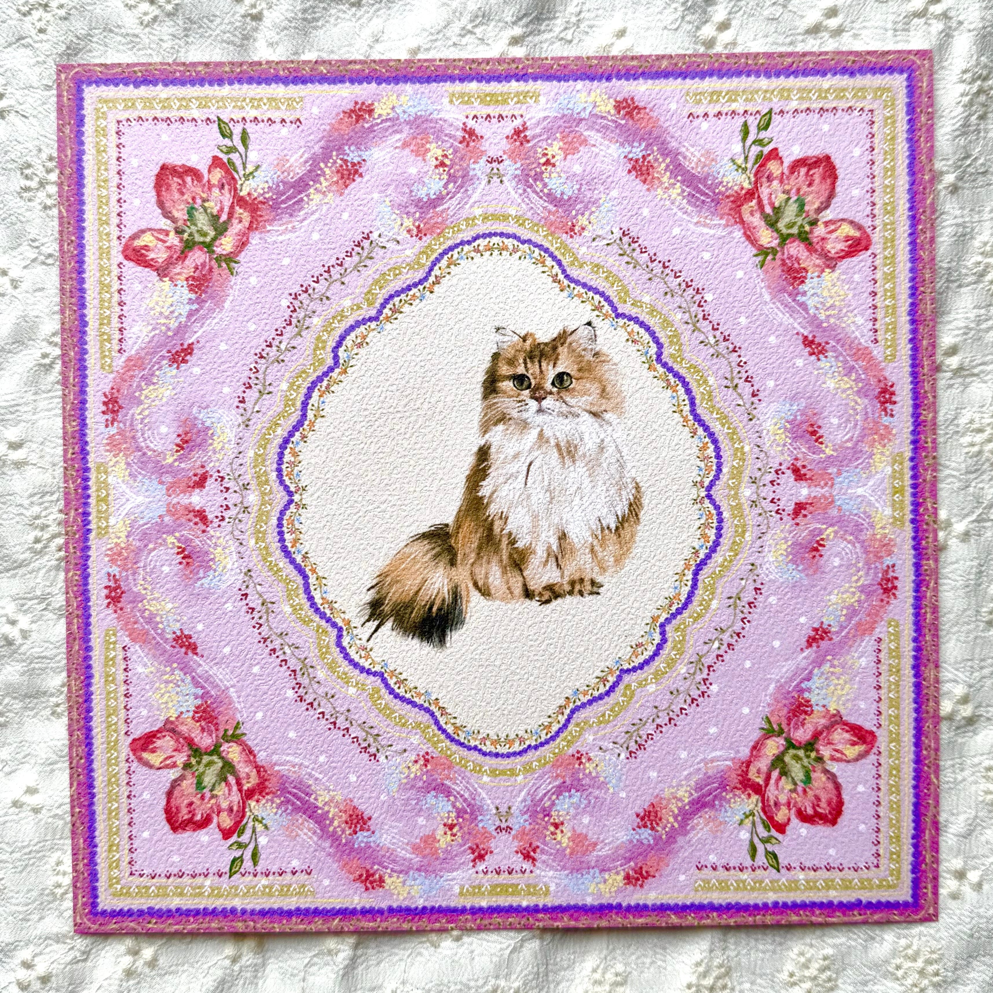"Wisteria Petal Reverie" Golden Chinchilla Persian Cat Art Print