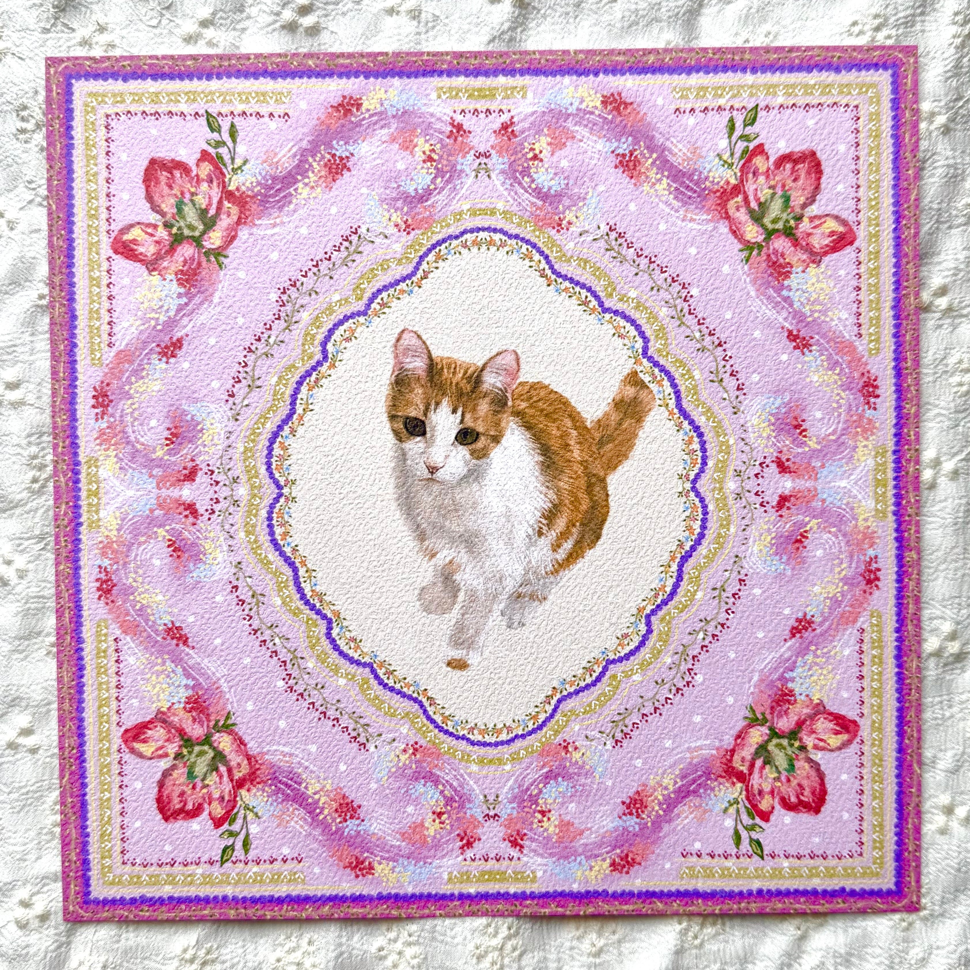 "Wisteria Petal Reverie" Ginger & White Tabby Domestic Shorthair Cat Art Print