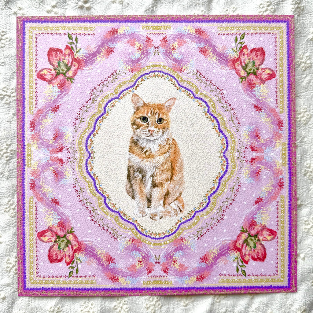"Wisteria Petal Reverie" Orange Tabby Domestic Shorthair Cat Art Print
