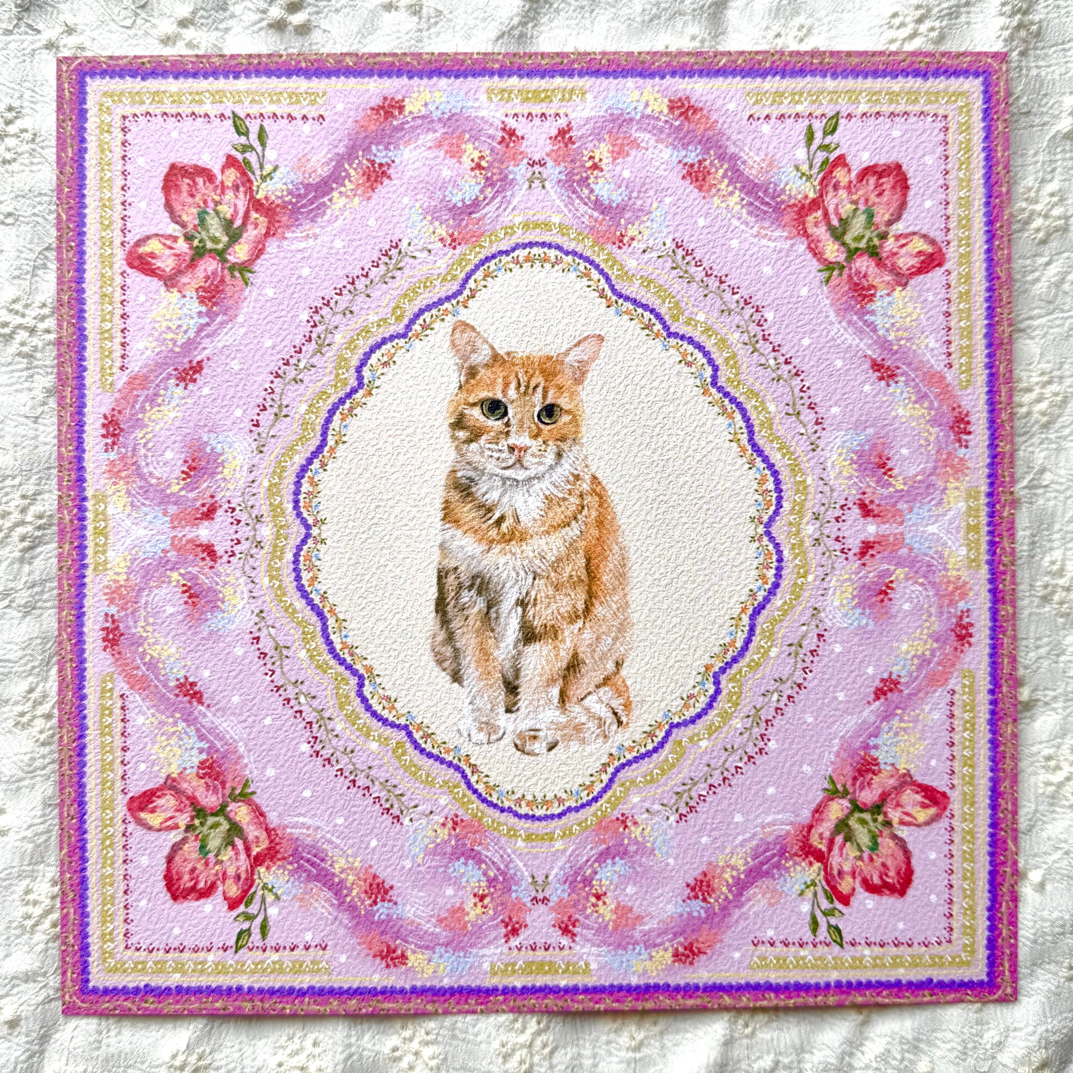 "Wisteria Petal Reverie" Orange Tabby Domestic Shorthair Cat Art Print