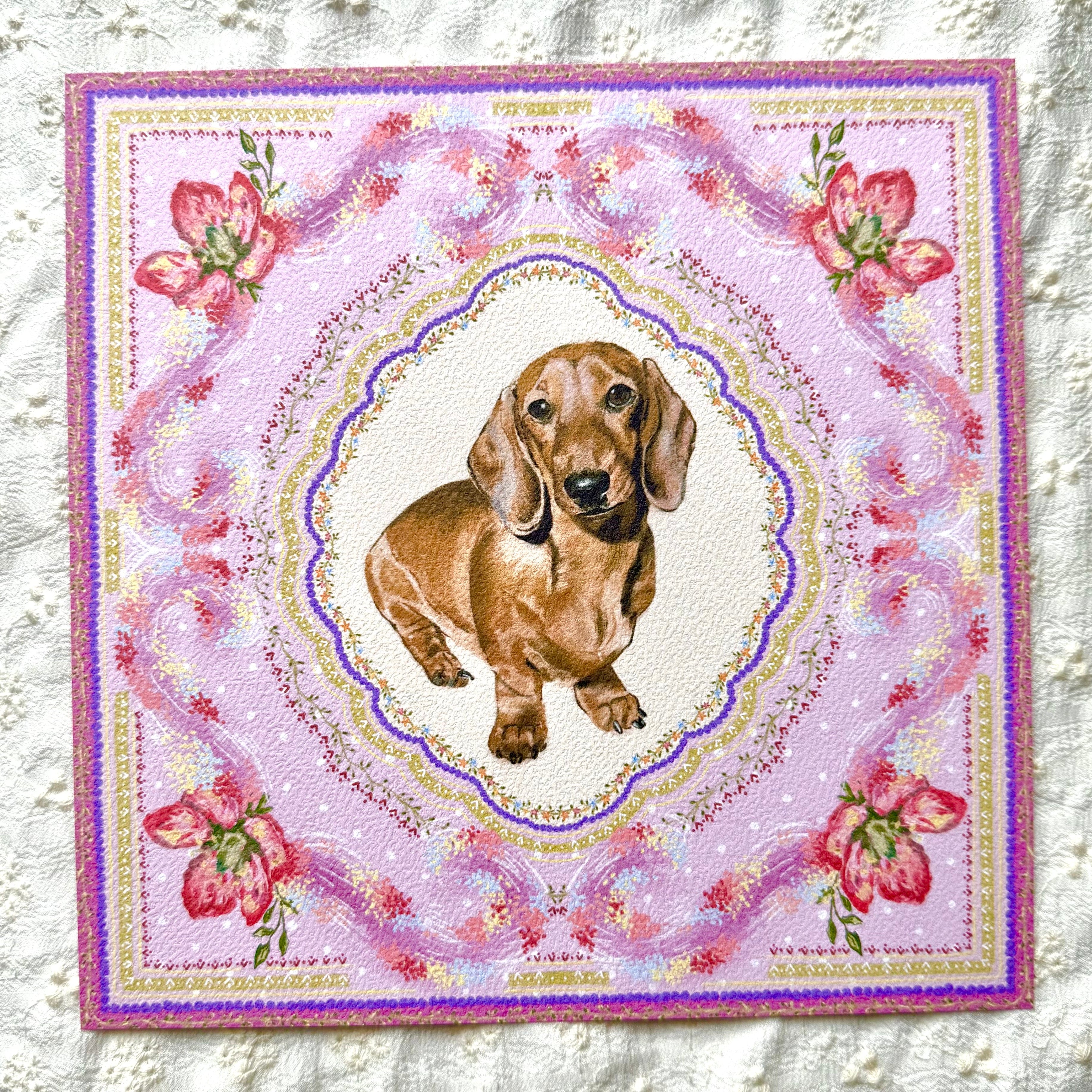 "Wisteria Petal Reverie" Red Smooth-Haired Dachshund Art Print