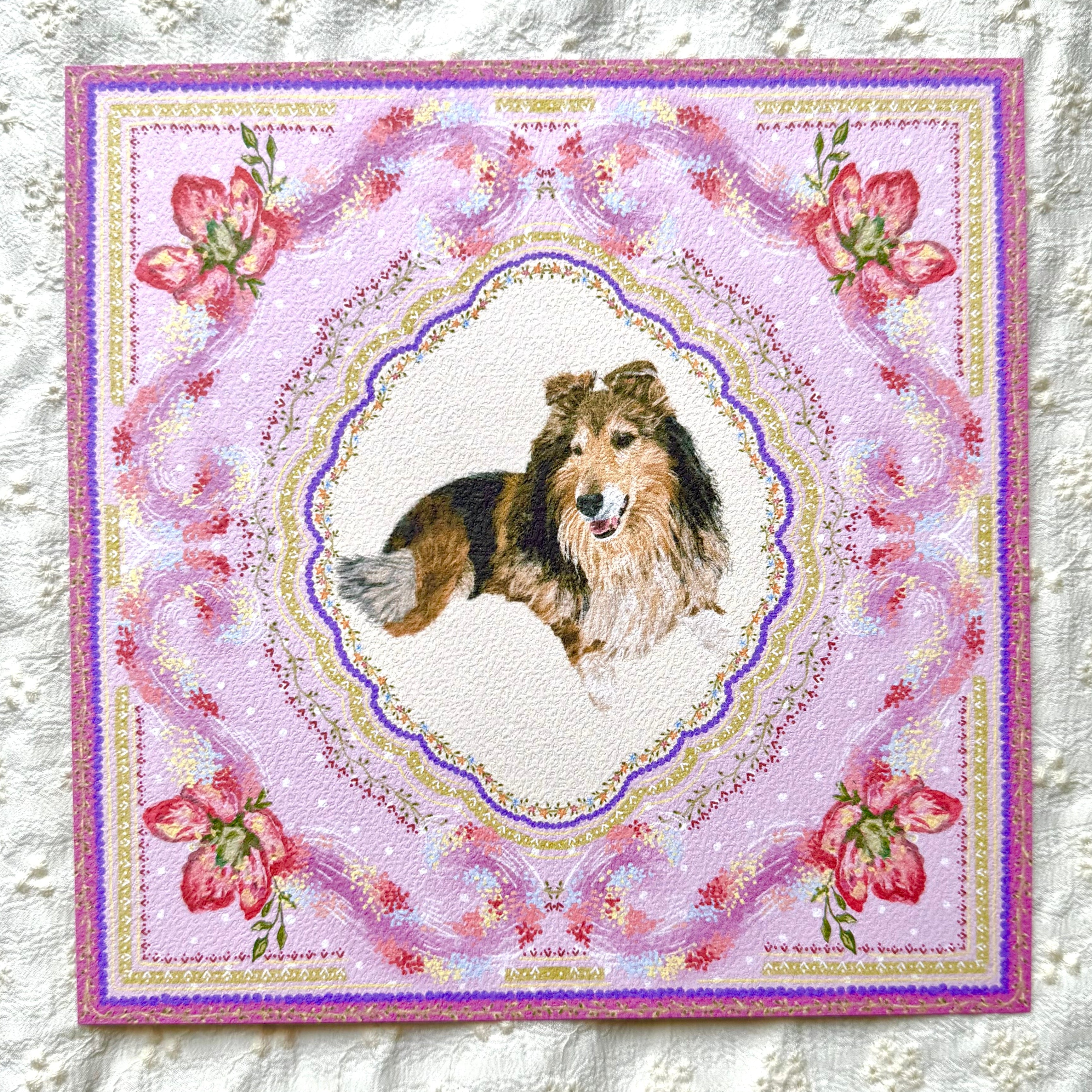 "Wisteria Petal Reverie" Sable & White Rough Collie Art Print