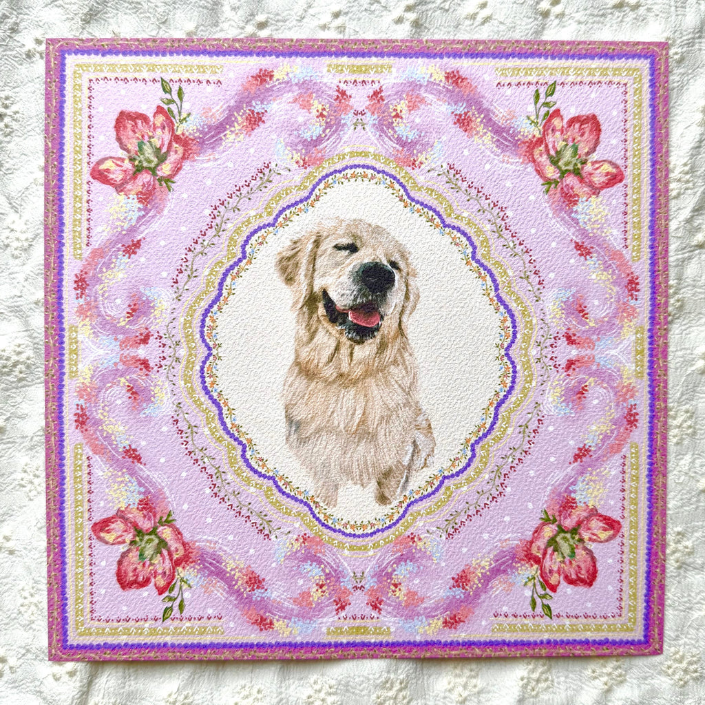 "Wisteria Petal Reverie" English Cream Golden Retriever Art Print