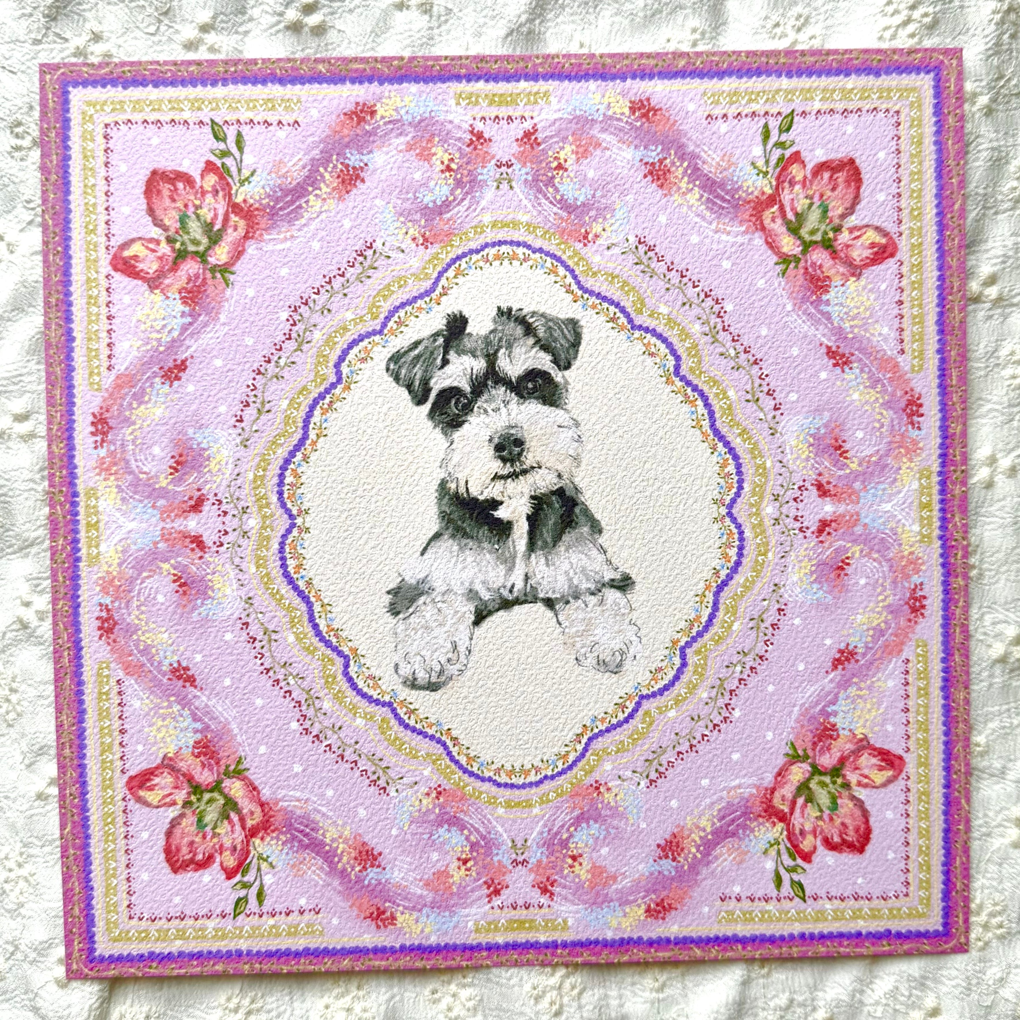 "Wisteria Petal Reverie" Miniature Salt & Pepper Schnauzer Art Print