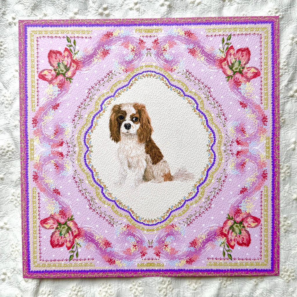 "Wisteria Petal Reverie" Blenheim Cavelier King Charles Spaniel Art Print