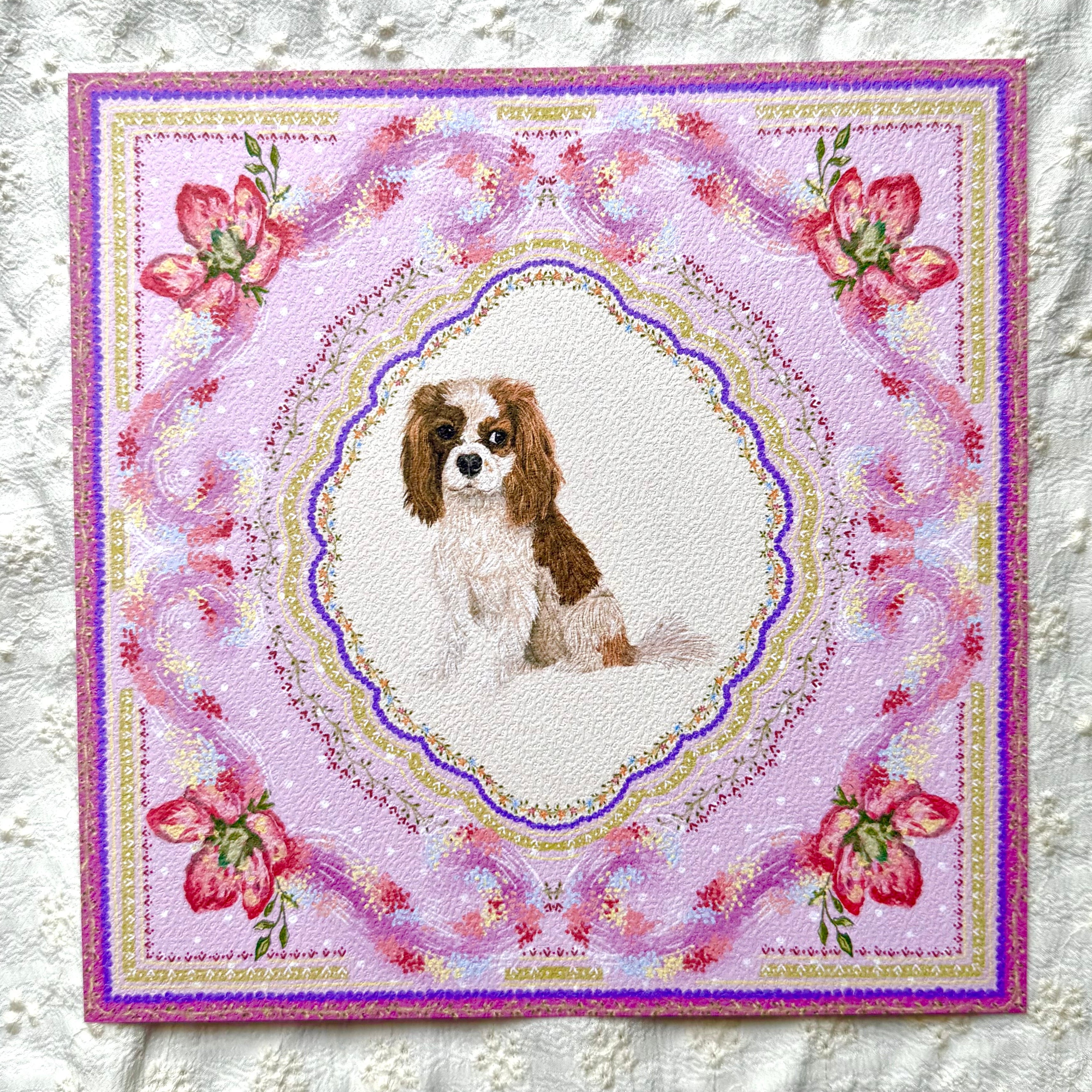 "Wisteria Petal Reverie" Blenheim Cavelier King Charles Spaniel Art Print