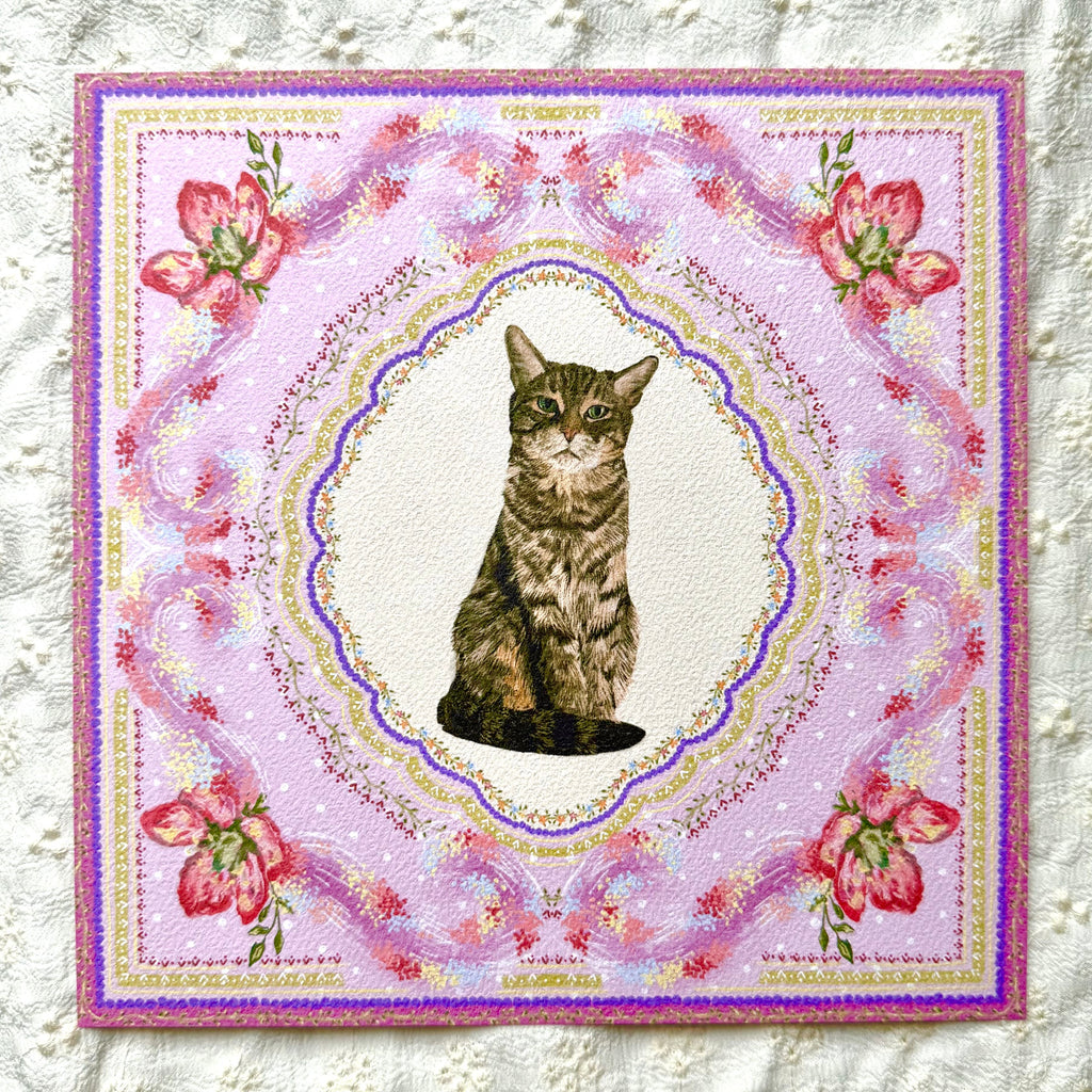 "Wisteria Petal Reverie" Brown Mackerel Domestic Shorthair Cat #2 Art Print