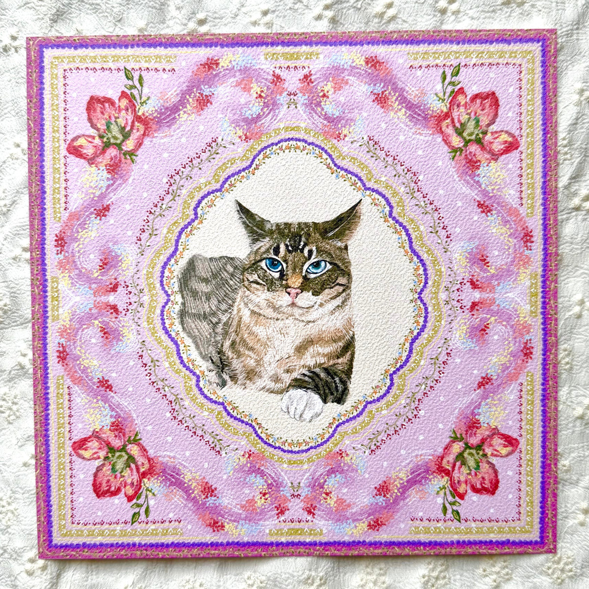 "Wisteria Petal Reverie" Lynx Point Siamese Cat Art Print