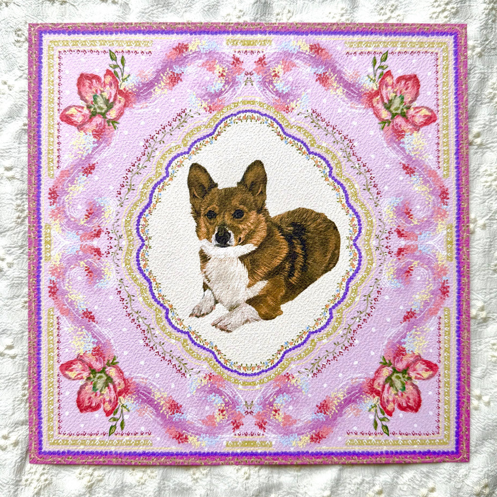 "Wisteria Petal Reverie" Red & White Pembroke Welsh Corgi Art Print