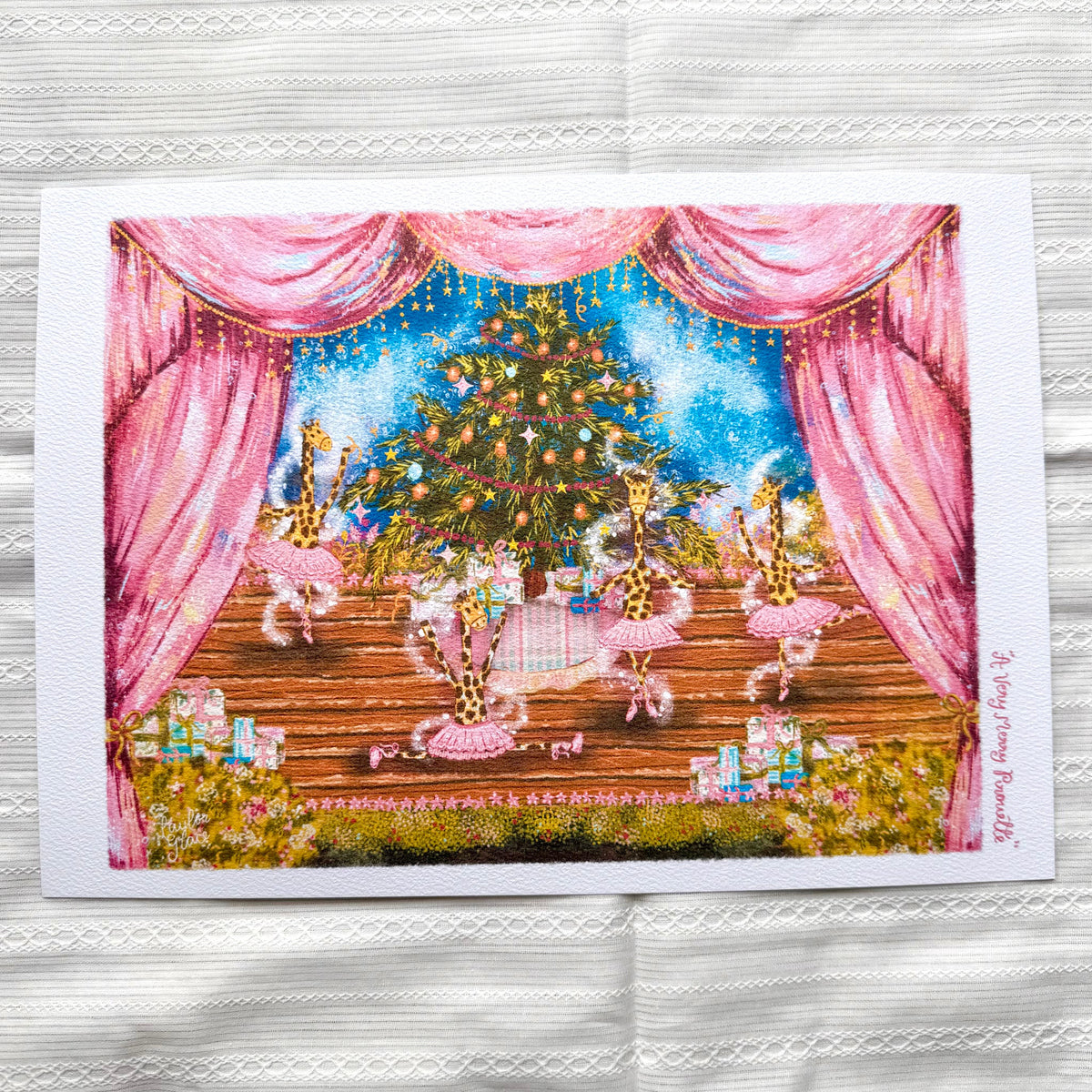 A Very Merry Pirouette - Whimsical Christmas Floral Art Print