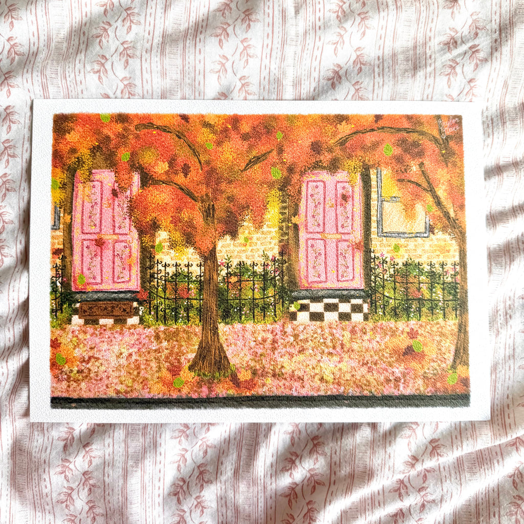 Amberleaf Lane - Whimsical Autumn Floral Art Print