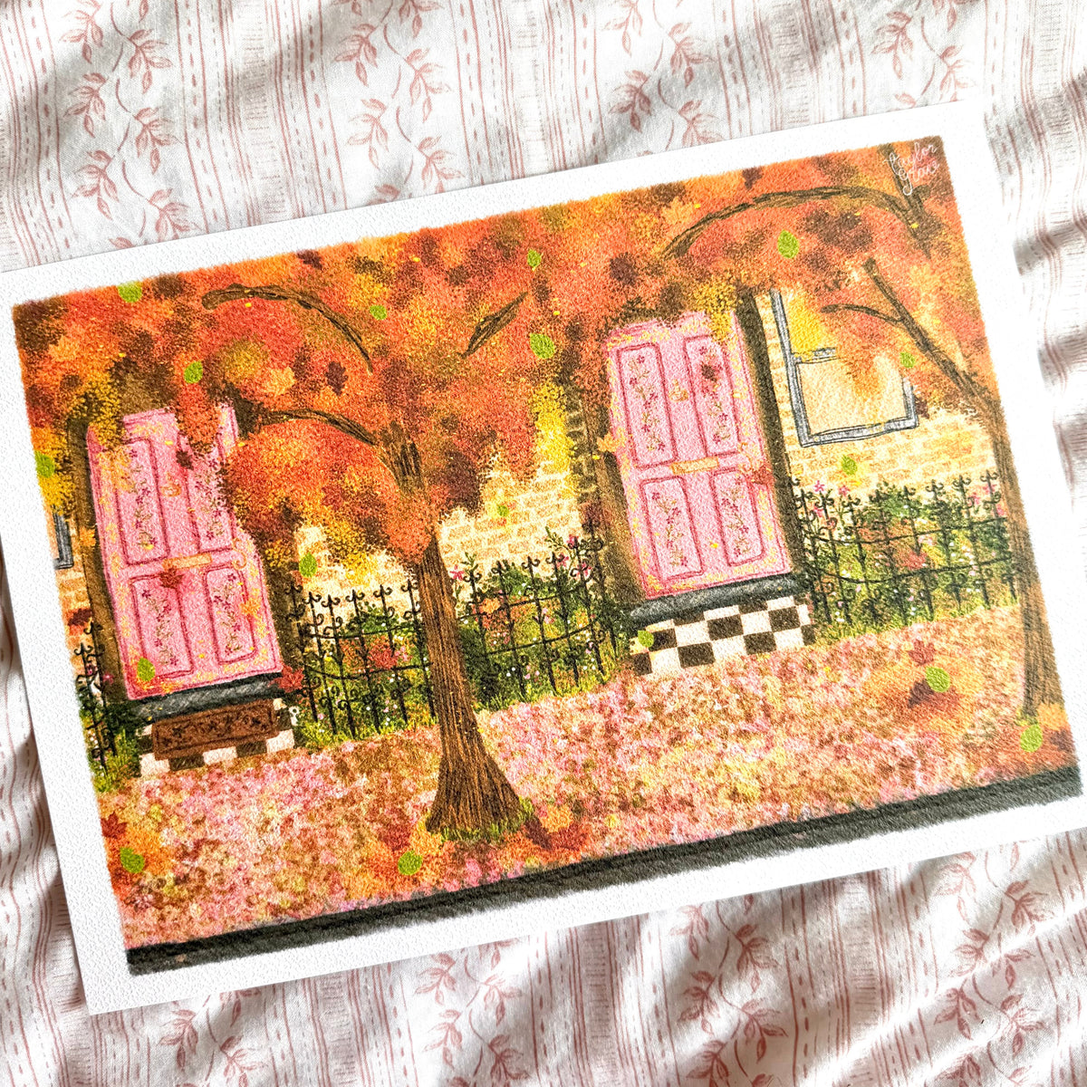 Amberleaf Lane - Whimsical Autumn Floral Art Print