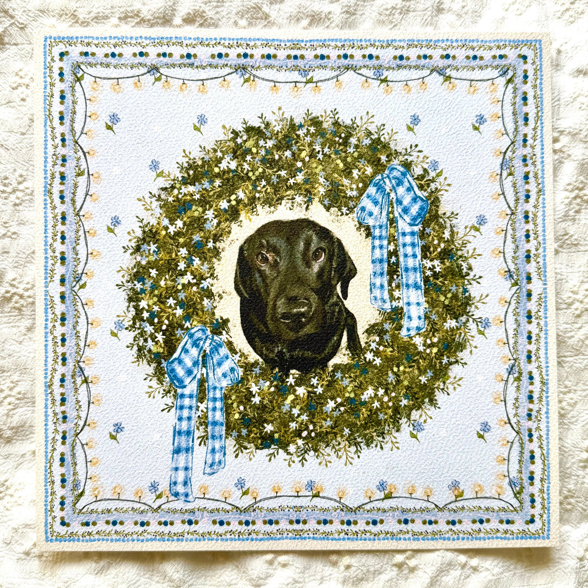 "Winter Wreath" Black Labrador Retriever Christmas Art Print