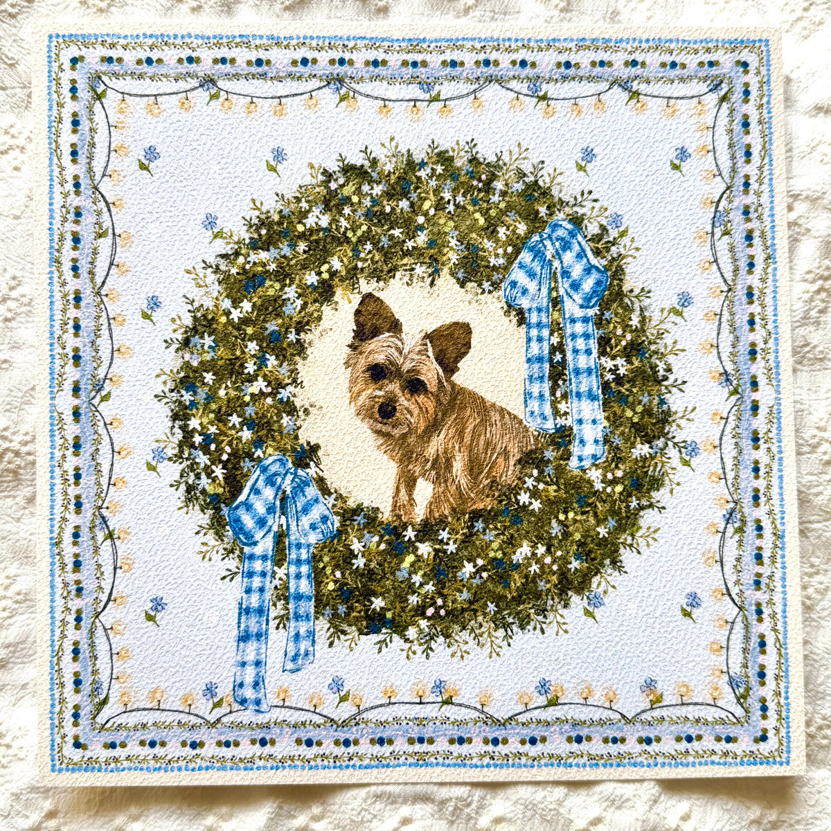 "Winter Wreath" Wheaten Cairn Terrier Christmas Art Print