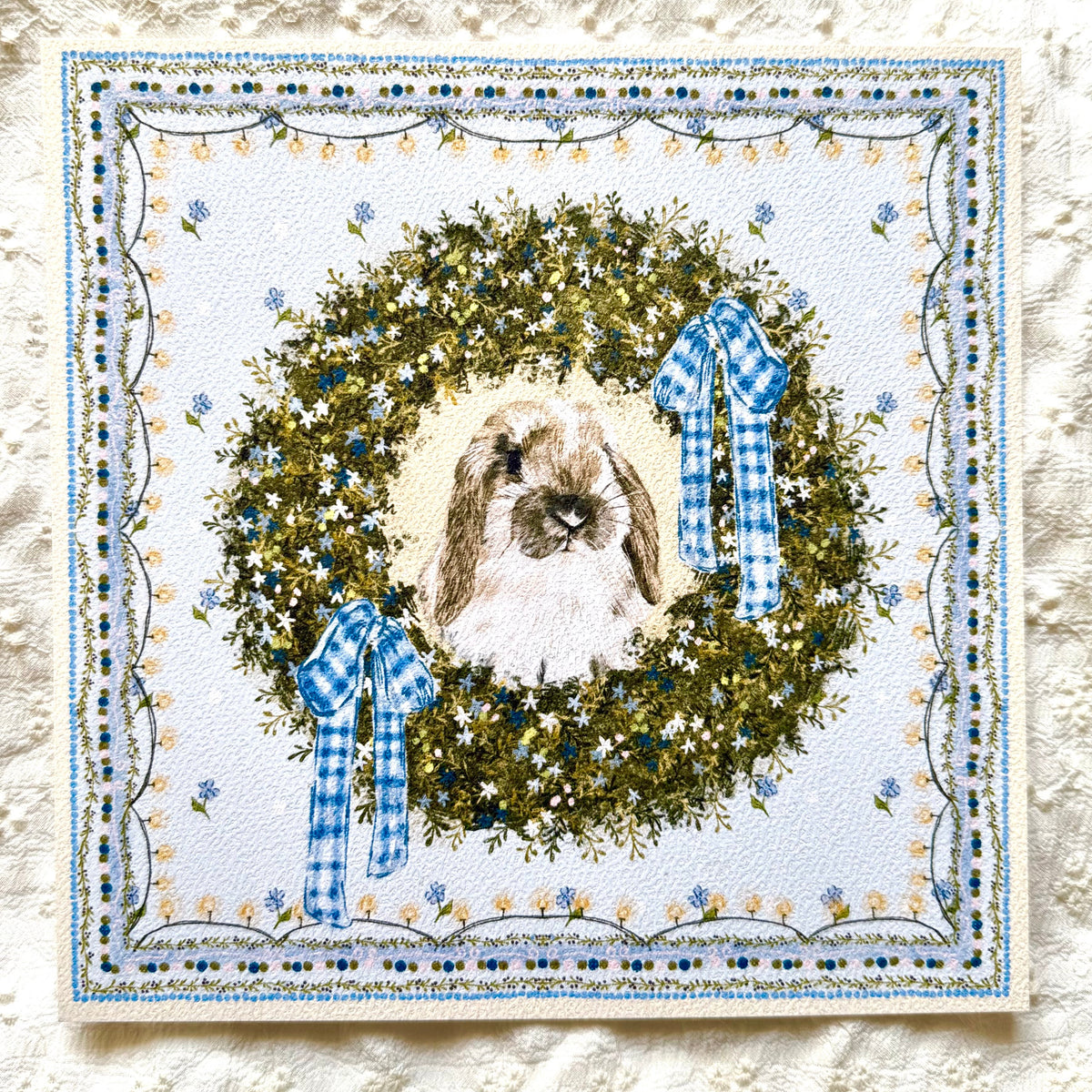 "Winter Wreath" Broken Fawn Holland Lop  Christmas Art Print