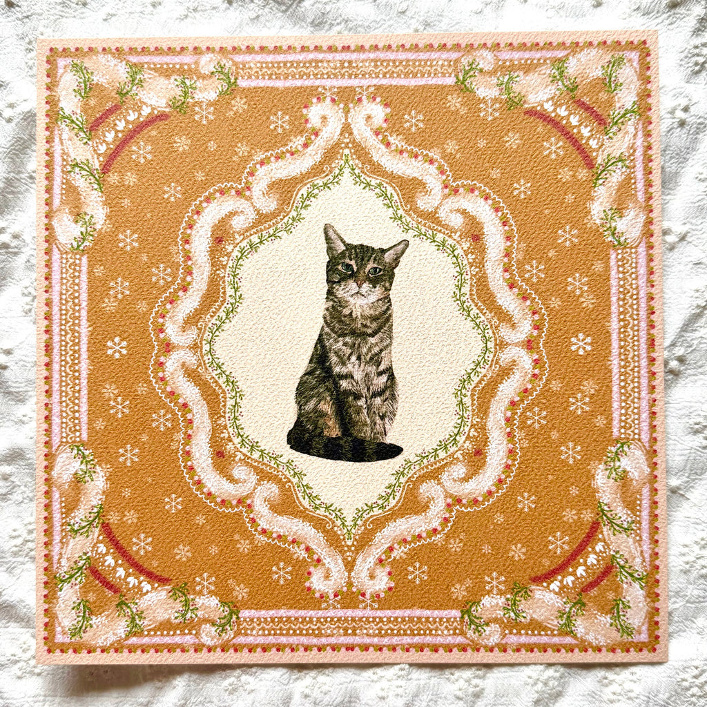 "Gingerbread Cookie" Brown Mackerel Domestic Shorthair Cat #2 Christmas Art Print
