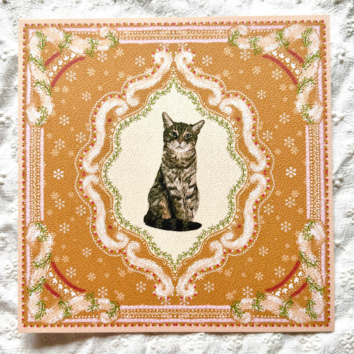 "Gingerbread Cookie" Brown Mackerel Domestic Shorthair Cat #2 Christmas Art Print