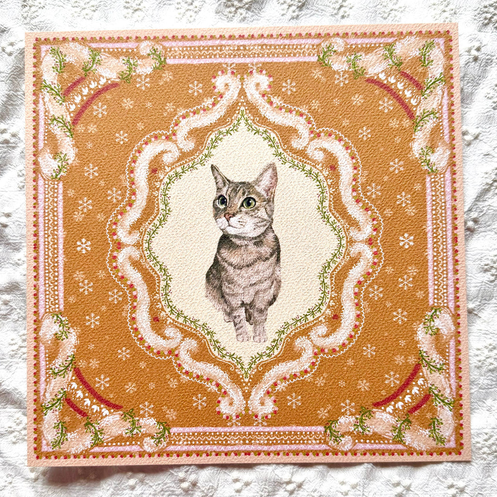 "Gingerbread Cookie" Brown Tabby Domestic Shorthair Cat #2 Christmas Art Print