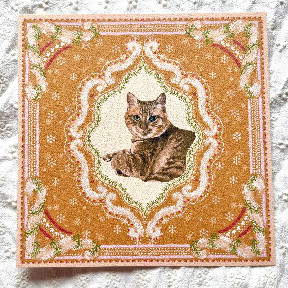 "Gingerbread Cookie" Ginger Tabby Domestic Shorthair Cat Christmas Art Print
