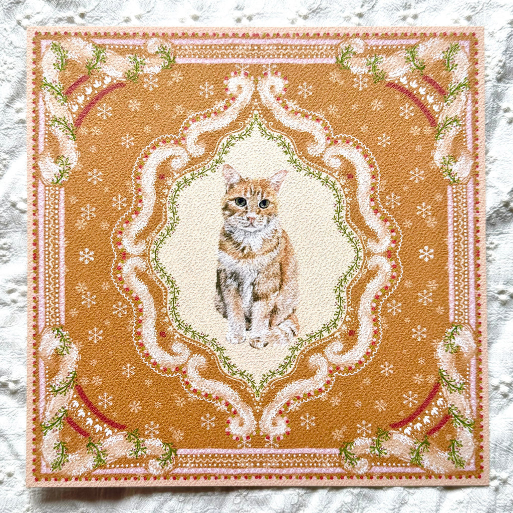 "Gingerbread Cookie" Orange Tabby Domestic Shorthair Cat Christmas Art Print