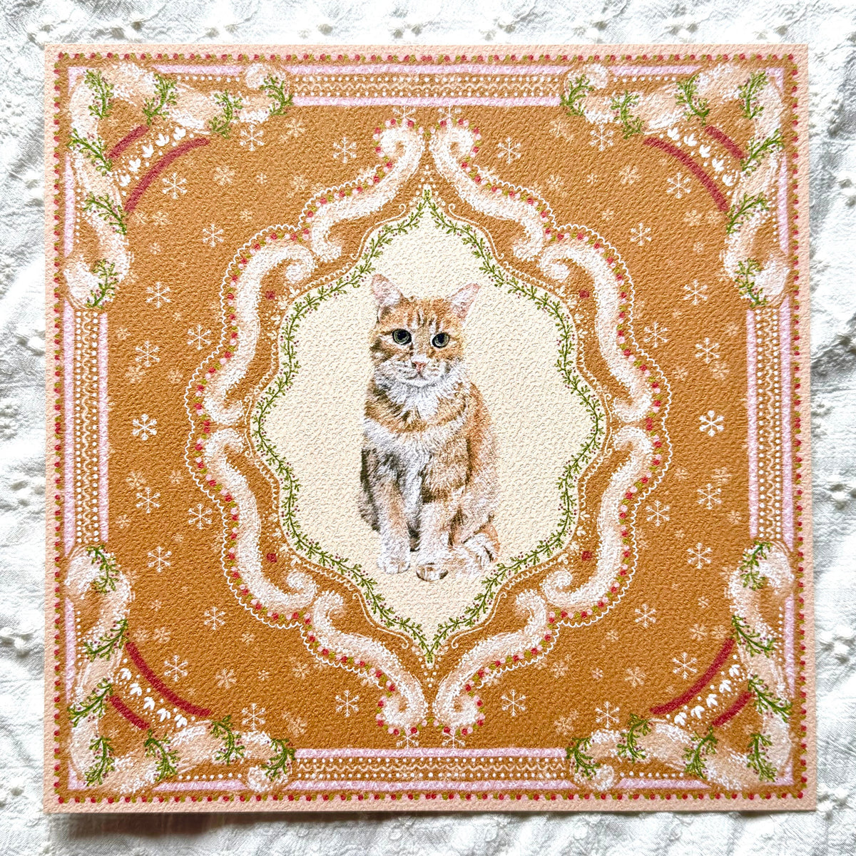 "Gingerbread Cookie" Orange Tabby Domestic Shorthair Cat Christmas Art Print