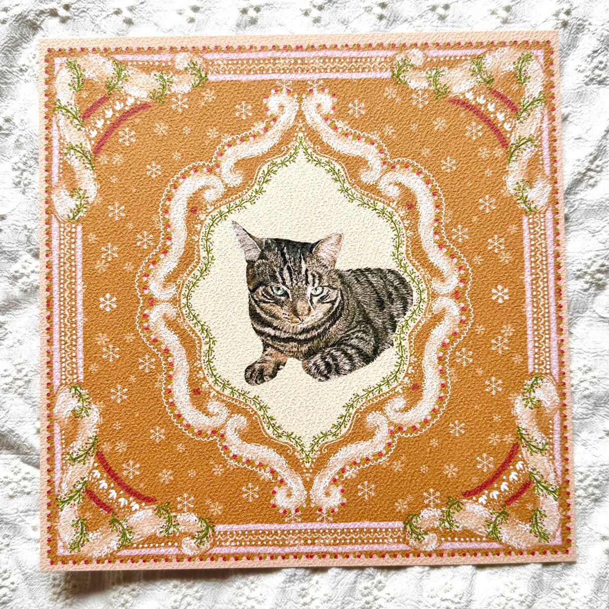 "Gingerbread Cookie" Brown Tabby Domestic Shorthair Cat Christmas Art Print