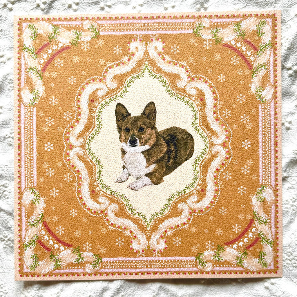 "Gingerbread Cookie" Red & White Pembroke Welsh Corgi Christmas Art Print