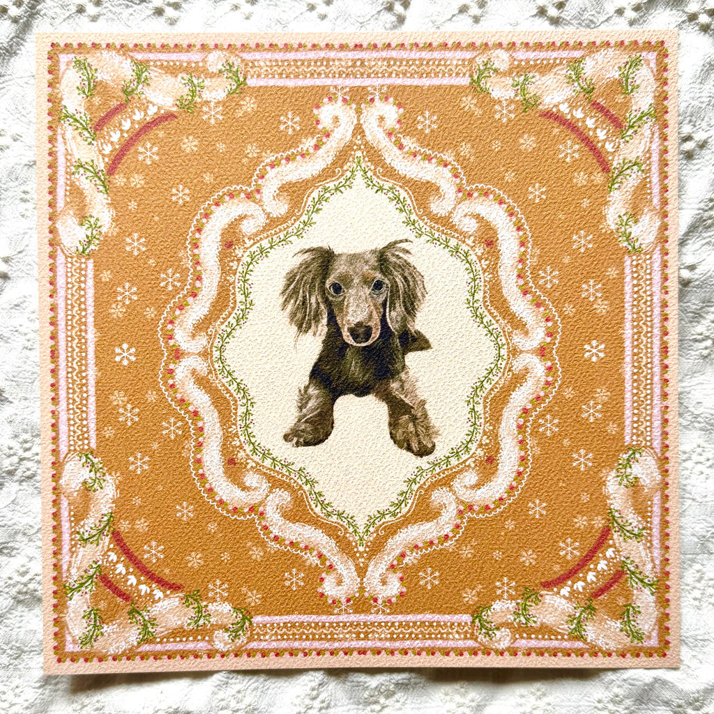 "Gingerbread Cookie" Chocolate Dapple Long-Haired Dachshund Christmas Art Print