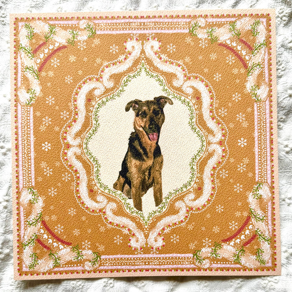 "Gingerbread Cookie" Black & Tan German Shepherd Mix Christmas Art Print