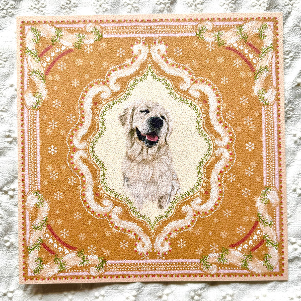 "Gingerbread Cookie" - English Cream Golden Retriever Christmas Art Print