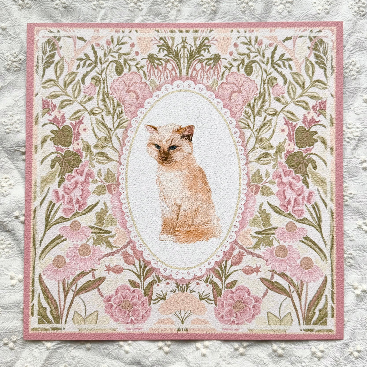 "Rosalie Wallpaper" Cream & Ginger Domestic Long-Haired Cat Art Print