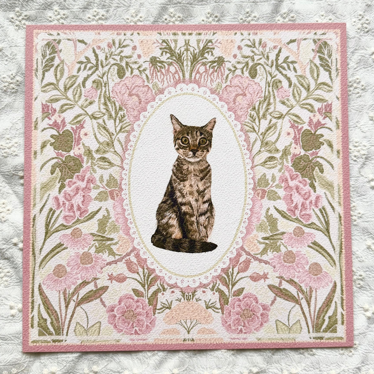 "Rosalie Wallpaper" Brown Mackerel Domestic Shorthair Cat #3 Art Print