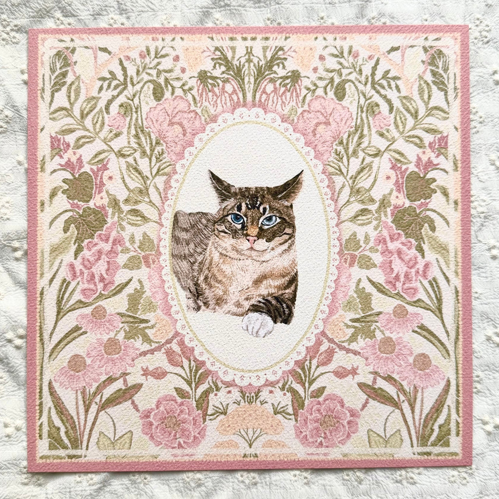 "Rosalie Wallpaper" Lynx Point Siamese Cat Art Print