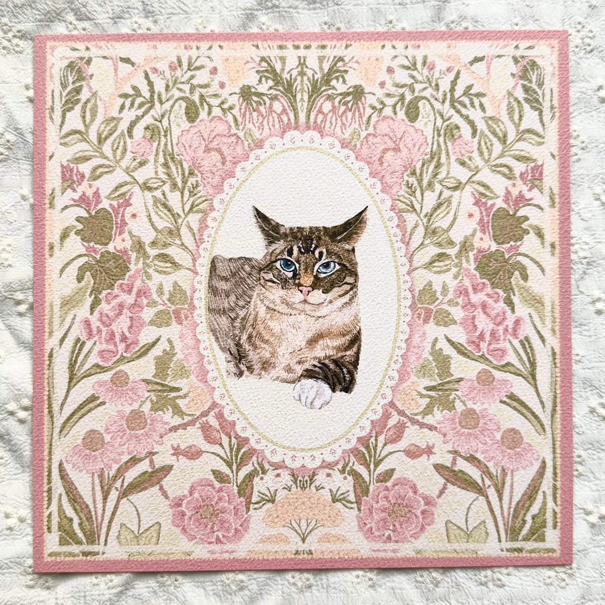 "Rosalie Wallpaper" Lynx Point Siamese Cat Art Print