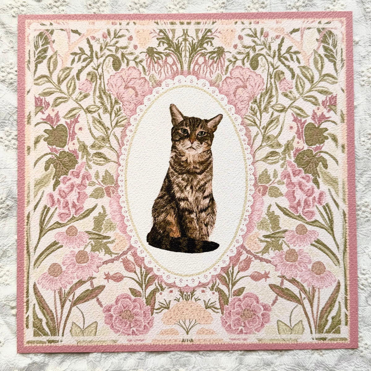 "Rosalie Wallpaper" Brown Mackerel Domestic Shorthair Cat #2 Art Print