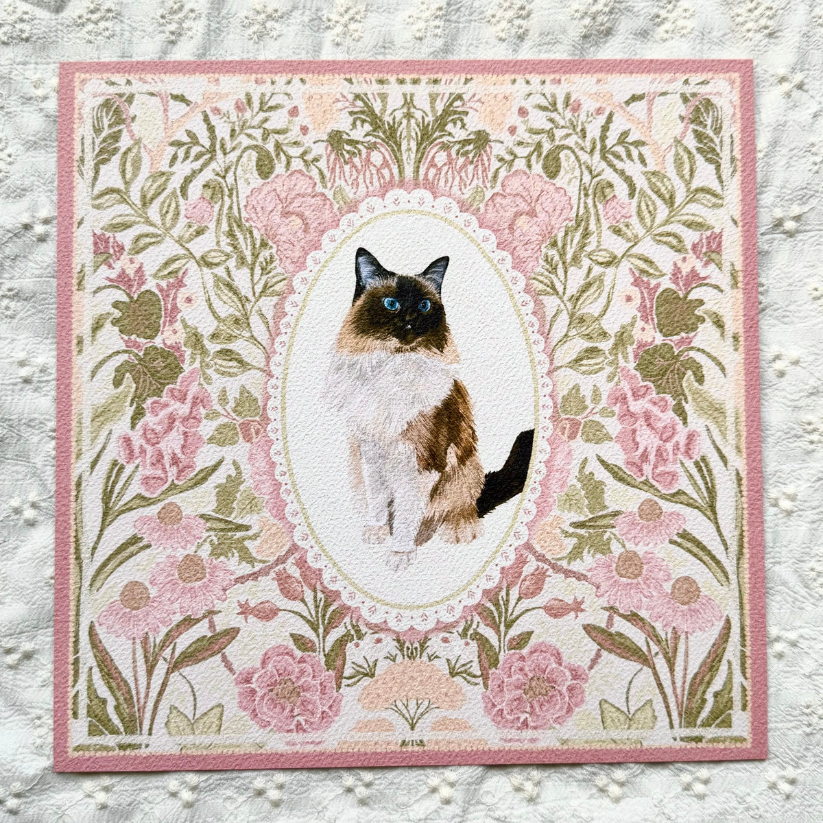 "Rosalie Wallpaper" Seal Point Mitted Ragdoll Cat Art Print