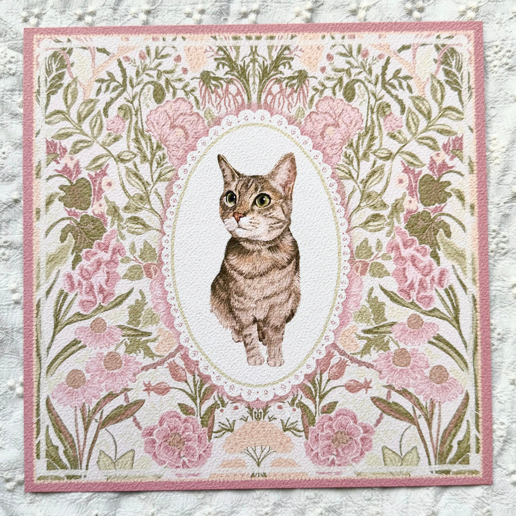 "Rosalie Wallpaper" Brown Tabby Domestic Shorthair Cat #2 Art Print