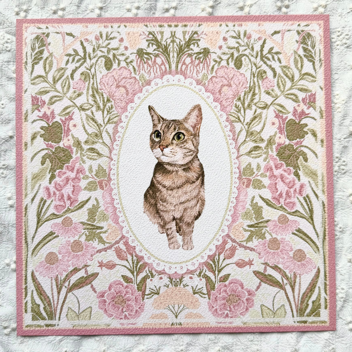 "Rosalie Wallpaper" Brown Tabby Domestic Shorthair Cat #2 Art Print