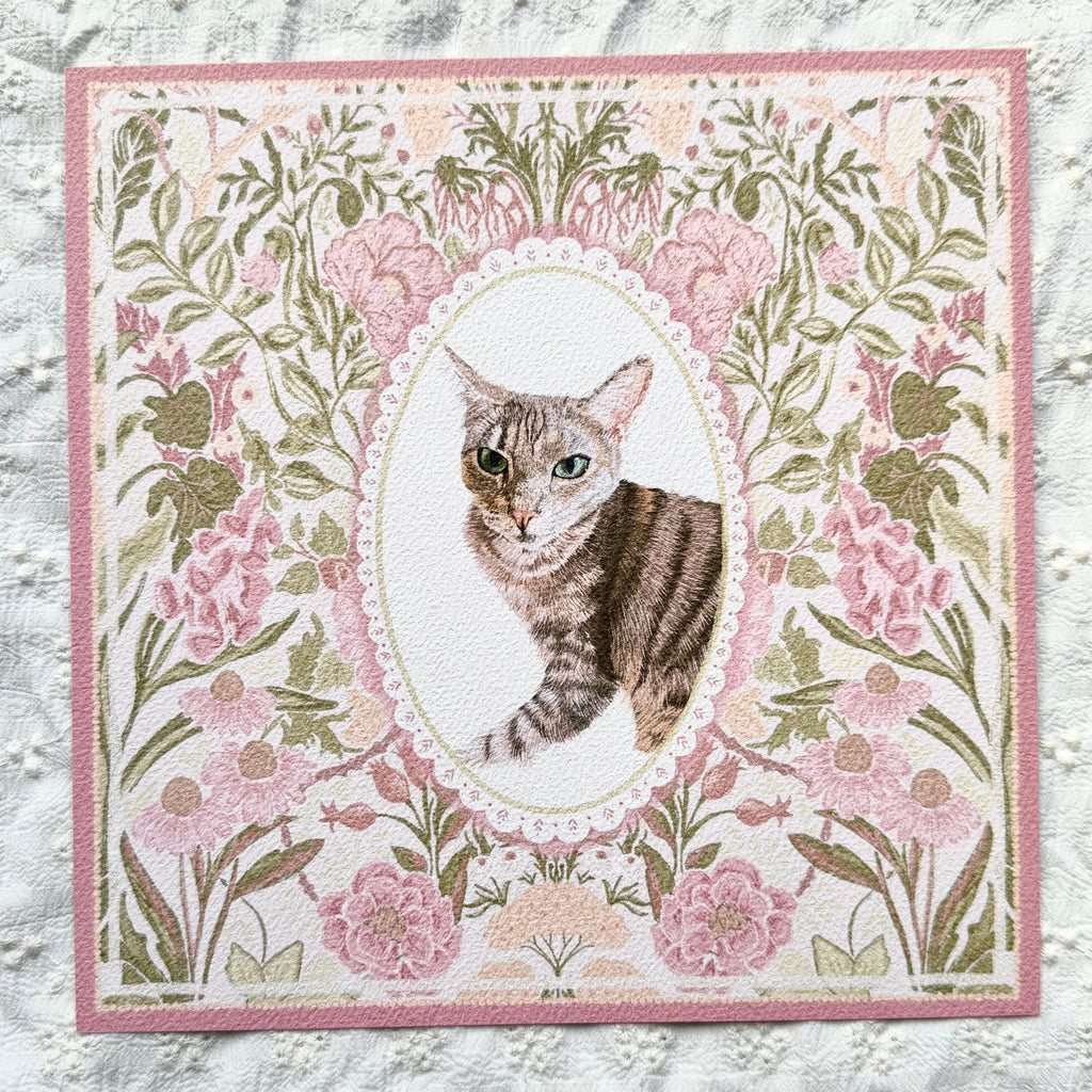 "Rosalie Wallpaper" Brown Mackerel Domestic Shorthair Cat Art Print