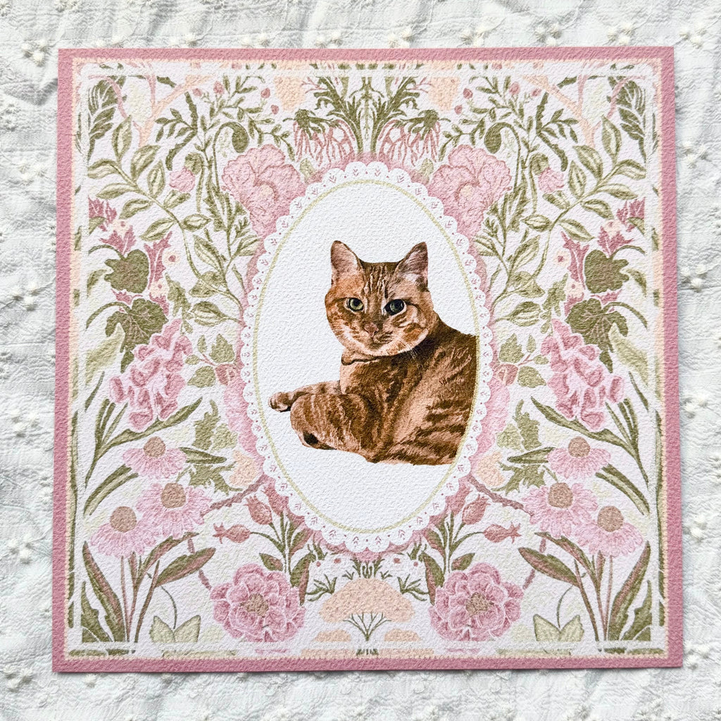 "Rosalie Wallpaper" Ginger Tabby Domestic Shorthair Cat Art Print