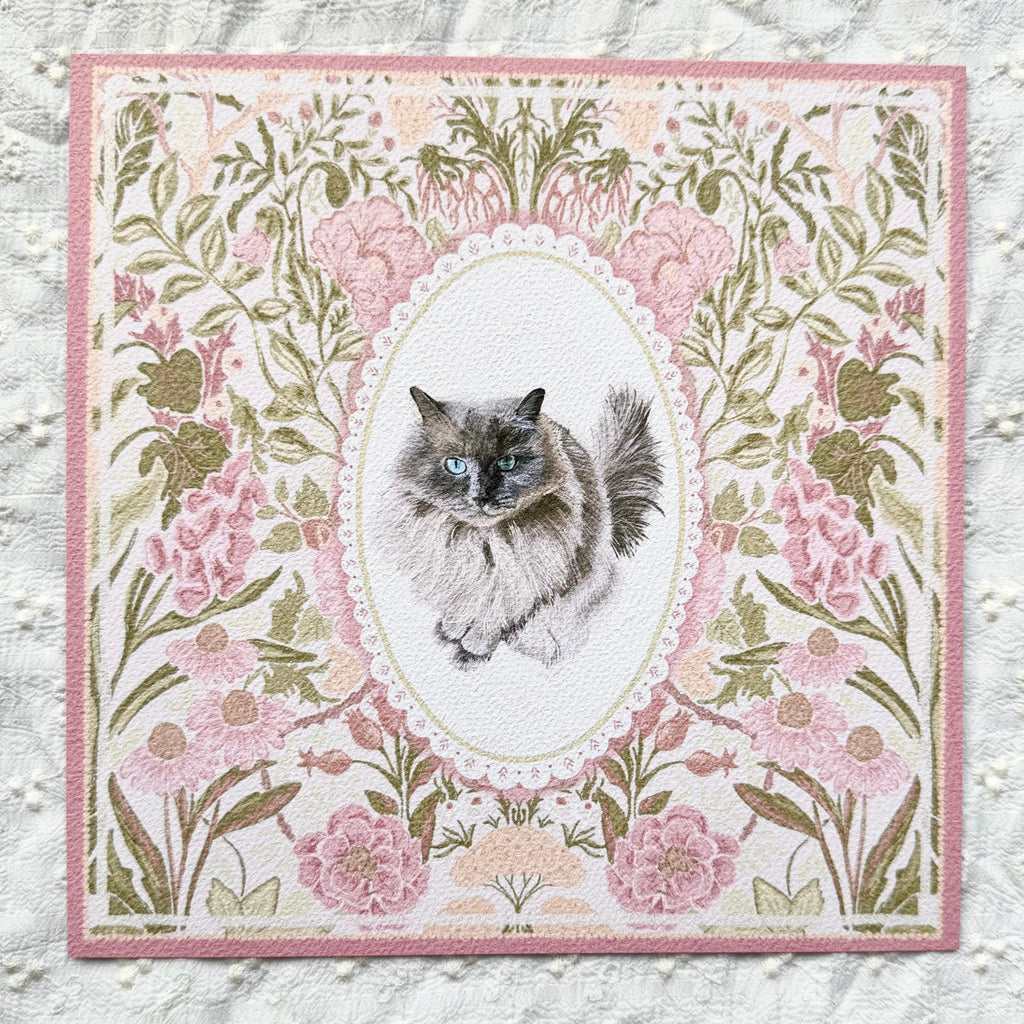 "Rosalie Wallpaper" Blue Point Ragdoll Cat Art Print