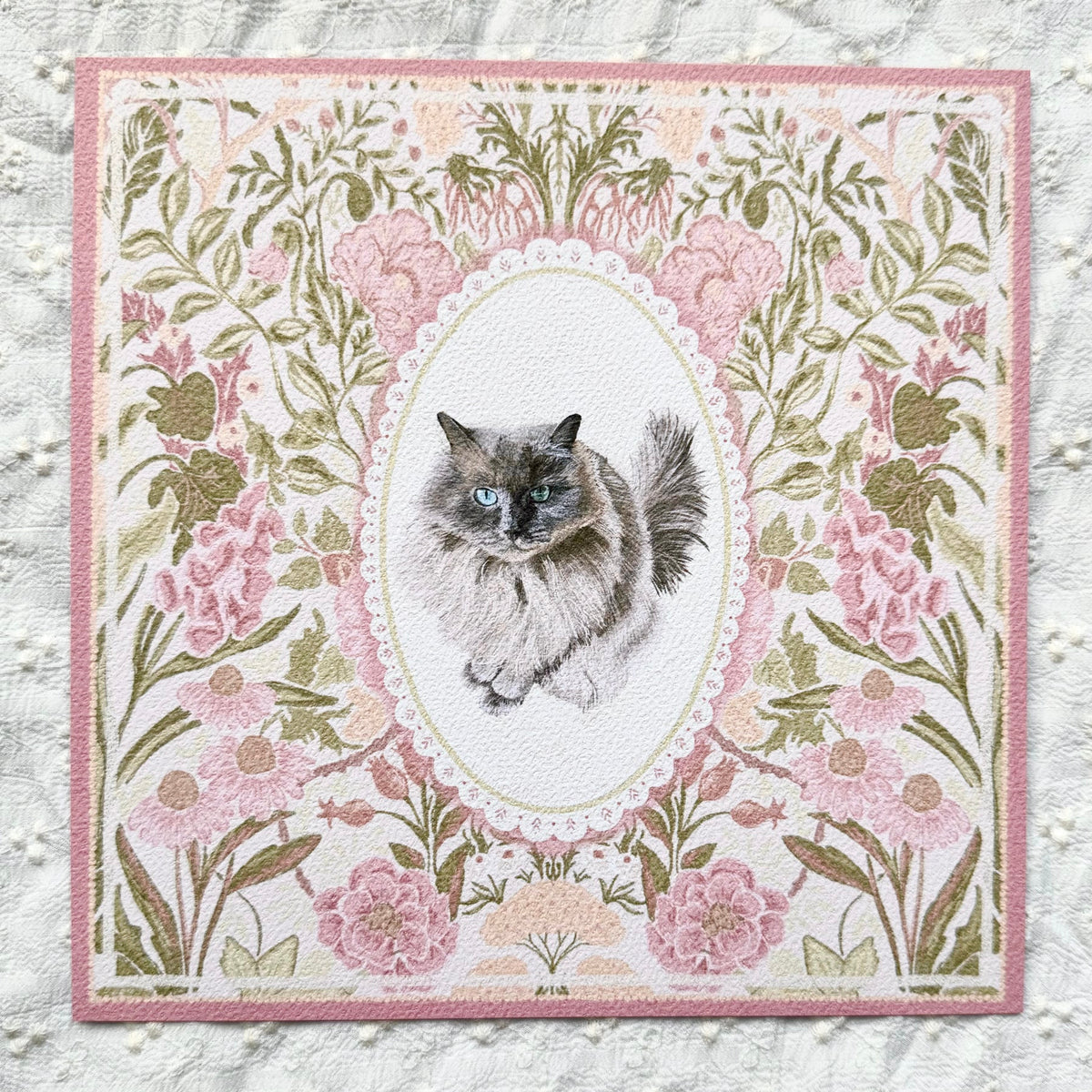 "Rosalie Wallpaper" Blue Point Ragdoll Cat Art Print