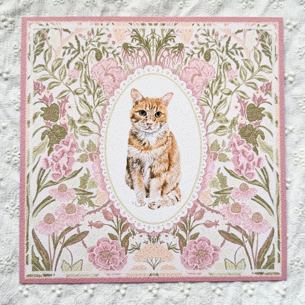 "Rosalie Wallpaper" Orange Tabby Domestic Shorthair Cat Art Print